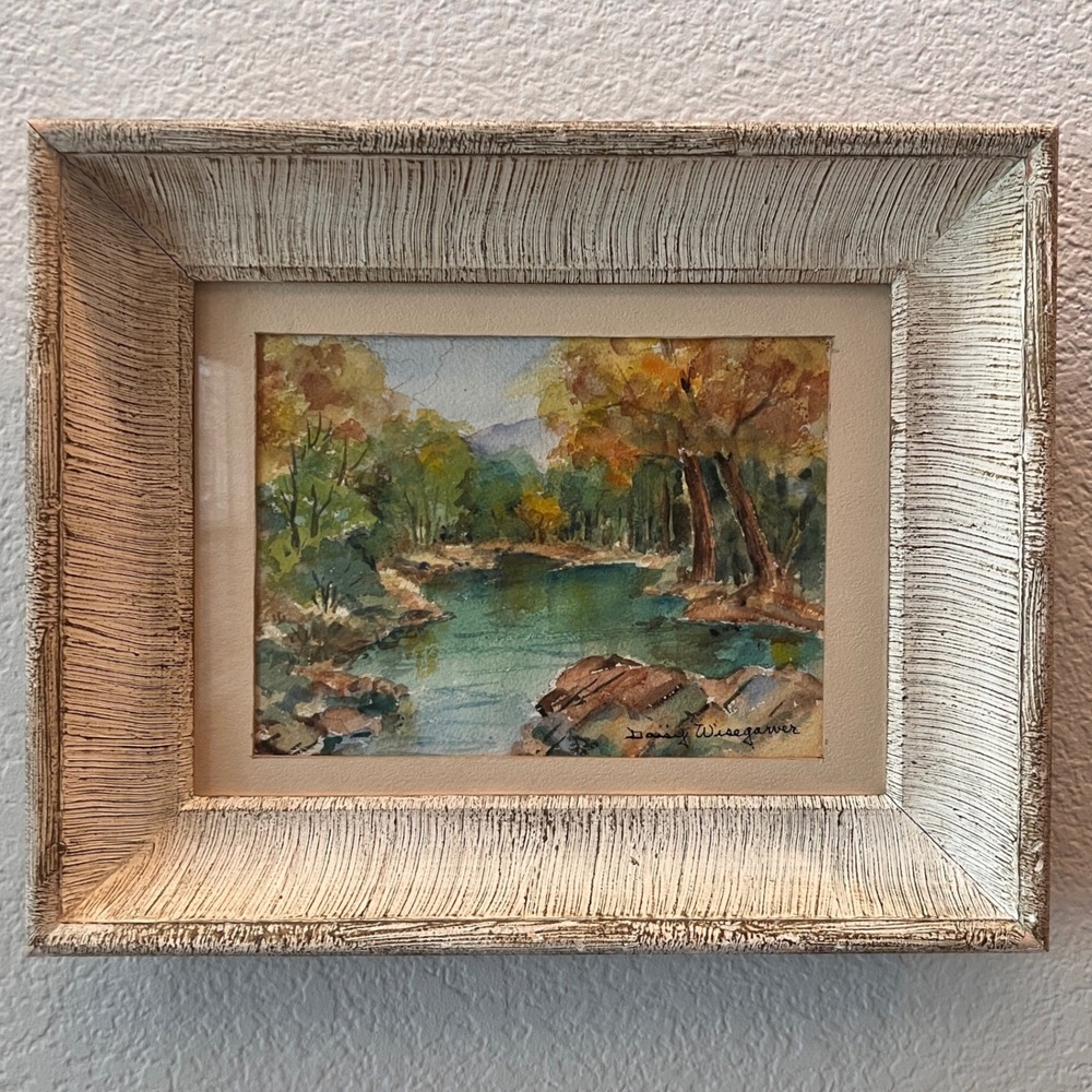 Daisy Wisegarver Original Watercolor Landscape Painting Framed Scene Signed